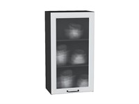 Шкаф верхний с 1-ой остекленной дверцей Ницца Graphite, Blanco, 920, 500, Кризет В*Ш*Г 920*500*318, фасад МДФ/Стекло  Blanco, корпус  Graphite ms2510VVT_44242