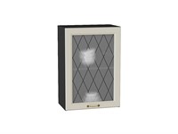 Шкаф верхний с 1-ой остекленной дверцей Ницца Graphite, Агат, 720, 500 В*Ш*Г 716*500*318, фасад МДФ/Стекло  Агат, корпус  Graphite ms2510VVT_54681