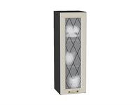 Шкаф верхний с 1-ой остекленной дверцей Ницца Graphite, Агат, 920, 300 В*Ш*Г 920*300*318, фасад МДФ/Стекло  Агат, корпус  Graphite ms2510VVT_54682