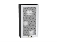 Шкаф верхний с 1-ой остекленной дверцей Ницца Graphite, Белый, 920, 500 В*Ш*Г 920*500*318, фасад МДФ/Стекло  Белый, корпус  Graphite ms2510VVT_54672
