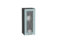 Шкаф верхний с 1-ой остекленной дверцей Ницца Graphite, Голубой, 720, 300 В*Ш*Г 716*300*318, фасад МДФ/Стекло  Голубой, корпус  Graphite ms2510VVT_54691