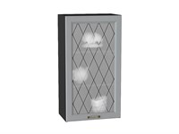 Шкаф верхний с 1-ой остекленной дверцей Ницца Graphite, Графит, 920, 500 В*Ш*Г 920*500*318, фасад МДФ/Стекло  Графит, корпус  Graphite ms2510VVT_54708