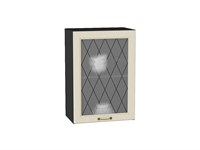 Шкаф верхний с 1-ой остекленной дверцей Ницца Graphite, Дуб крем, 720, 500 В*Ш*Г 716*500*318, фасад МДФ/Стекло  Дуб крем, корпус  Graphite ms2510VVT_44209