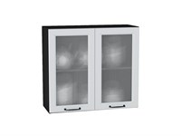Шкаф верхний с 2-мя остекленными дверцами Ницца Graphite, Blanco, 720, 800, Кризет В*Ш*Г 716*800*318, фасад МДФ/Стекло  Blanco, корпус  Graphite ms2510VVT_44320
