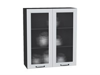 Шкаф верхний с 2-мя остекленными дверцами Ницца Graphite, Blanco, 920, 800, Кризет В*Ш*Г 920*800*318, фасад МДФ/Стекло  Blanco, корпус  Graphite ms2510VVT_44346