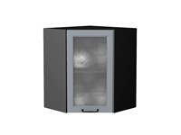 Шкаф верхний угловой остекленный Ницца Graphite, Magnum, 720, Кризет В*Ш*Г 716*600*600, фасад МДФ/Стекло  Magnum, корпус  Graphite ms2510VVT_44387