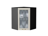 Шкаф верхний угловой остекленный Ницца Graphite, Агат, 720 В*Ш*Г 716*600*600, фасад МДФ/Стекло  Агат, корпус  Graphite ms2510VVT_54811