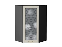 Шкаф верхний угловой остекленный Ницца Graphite, Агат, 920 В*Ш*Г 920*600*600, фасад МДФ/Стекло  Агат, корпус  Graphite ms2510VVT_54812