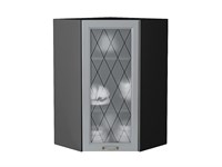 Шкаф верхний угловой остекленный Ницца Graphite, Графит, 920 В*Ш*Г 920*600*600, фасад МДФ/Стекло  Графит, корпус  Graphite ms2510VVT_54820