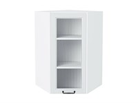 Шкаф верхний угловой остекленный Ницца Белый, Blanco, 920, Moru В*Ш*Г 920*600*600, фасад МДФ/Стекло  Blanco, корпус  Белый ms2510VVT_67410