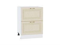 Шкаф нижний с 2-мя ящиками Ницца Белый, Дуб крем В*Ш*Г 816*600*478, фасад МДФ  Дуб крем, корпус  Белый ms2510VVT_44624