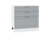 Шкаф нижний с 3-мя ящиками Ницца Белый, Графит, 800 В*Ш*Г 816*800*478, фасад МДФ  Графит, корпус  Белый ms2510VVT_54984