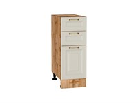 Шкаф нижний с 3-мя ящиками Ницца Дуб Вотан, Агат, 300 В*Ш*Г 816*300*478, фасад МДФ  Агат, корпус  Дуб Вотан ms2510VVT_64495