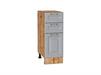 Шкаф нижний с 3-мя ящиками Ницца Дуб Вотан, Графит, 300 В*Ш*Г 816*300*478, фасад МДФ  Графит, корпус  Дуб Вотан ms2510VVT_64499