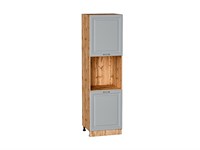 Шкаф пенал с 2-мя дверцами под технику Ницца Дуб Вотан, Графит, 2140 В*Ш*Г 2132*600*574, фасад МДФ  Графит, корпус  Дуб Вотан ms2510VVT_64609