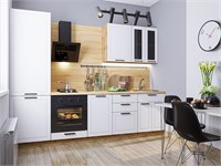 Кухонный гарнитур модульный Глетчер-04 В*Ш*Г 2140*2700*600, фасад МДФ/Стекло  Айленд Силк, корпус  Дуб Вотан, столешница  Дуб сонома ms2510VVT_77645