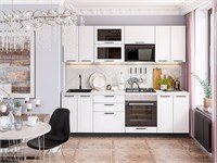 Кухонный гарнитур модульный Глетчер-02 В*Ш*Г 2140*2400*600, фасад МДФ/Стекло  Айленд Силк, корпус  Graphite, столешница  Пирит светлый ms2510VVT_77642