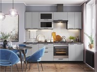 Кухонный гарнитур модульный Глетчер-02 В*Ш*Г 2140*2400*600, фасад МДФ/Стекло  Гейнсборо Силк, корпус  Graphite, столешница  Мрамор черный ms2510VVT_77643