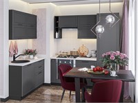Кухонный гарнитур модульный Глетчер-03 В*Ш*Г 2140*1200/2000*600, фасад МДФ  Маренго Силк, корпус  Graphite, столешница  Антарес ms2510VVT_25254