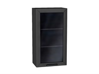 Шкаф верхний с 1-ой остекленной дверцей Глетчер Graphite, Маренго Силк, 920, 500 В*Ш*Г 920*500*318, фасад МДФ/Стекло  Маренго Силк, корпус  Graphite ms2510VVT_43549