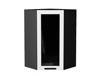 Шкаф верхний угловой остекленный Глетчер Graphite, Айленд Силк, 920 В*Ш*Г 920*600*600, фасад МДФ/Стекло  Айленд Силк, корпус  Graphite ms2510VVT_55958
