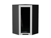 Шкаф верхний угловой остекленный Глетчер Graphite, Гейнсборо Силк, 920 В*Ш*Г 920*600*600, фасад МДФ/Стекло  Гейнсборо Силк, корпус  Graphite ms2510VVT_43583