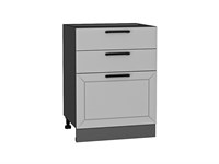 Шкаф нижний с 3-мя ящиками Глетчер Graphite, Гейнсборо Силк, 600 В*Ш*Г 816*600*480, фасад МДФ  Гейнсборо Силк, корпус  Graphite ms2510VVT_43673