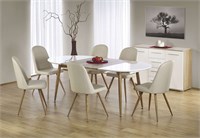 Стол обеденный Halmar EDWARD, раскладной (белый/дуб медовый) ms2601SIGHAL_V-CH-EDWARD-ST-DAB_MIODOWY