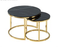 Комплект Signal MUSE II, 2 стола журнальных (эффект черного мрамора/золотой) ms2601SIGHAL_MUSEIICZMAZL