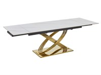 Стол обеденный Signal HERMES II 160 (эффект белого мрамора/золотой) ms2601SIGHAL_HERMESIIBZL160