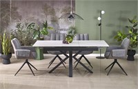 Стол обеденный Halmar PLATAN 140 (белый мрамор/черный) ms2601SIGHAL_V-CH-PLATAN-ST