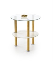 Стол журнальный Halmar DUCAT S (белый мрамор/прозрачный/золотой) ms2601SIGHAL_V-CH-DUCAT_S-LAW