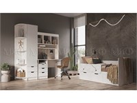 Детская Юниор-4 Вариант 2  Шарли белый/Дуб крафт белый. Кровать 80*180 см pn26mf_2114042474