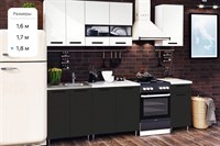 Кухня Рио 1,8м (490) (Белый глянец/Черный глянец, Белый (Антарес)) фасад МДФ / Стекло pnnon26mf_08-216584 (378397)