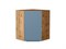 Шкаф верхний угловой Фьюжн Дуб Вотан, Silky Blue, 720 В*Ш*Г 716*600*600, фасад МДФ  Silky Blue, корпус  Дуб Вотан ms2510VVT_60909