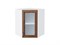 Шкаф верхний угловой остекленный Шале Белый, Brown Dreamline, 720 В*Ш*Г 716*600*600, фасад МДФ/Стекло  Brown Dreamline, корпус  Белый ms2510VVT_53855