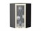 Шкаф верхний угловой остекленный Ницца Graphite, Дуб крем, 920 В*Ш*Г 920*600*600, фасад МДФ/Стекло  Дуб крем, корпус  Graphite ms2510VVT_44404